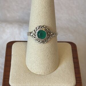 NEW 💚 Natural Green Onyx 925 Sterling Silver Ring Size 8.5